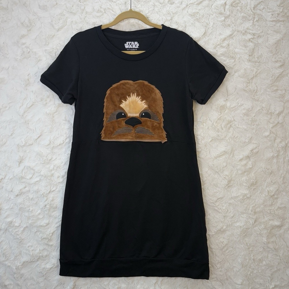 Star Wars Chewbacca Women's Nightshirt Size S/M Funny Front Pocket Short Sleeve